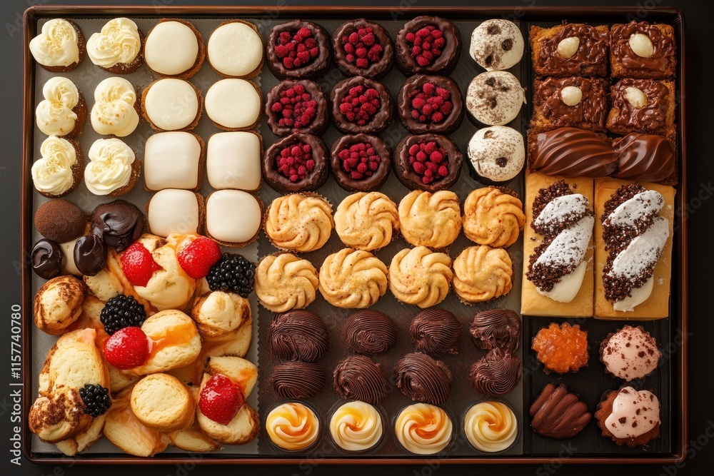 A table full of assorted desserts including cupcakes, donuts, and cakes A table full of assorted desserts including cupcakes, donuts, and cakes