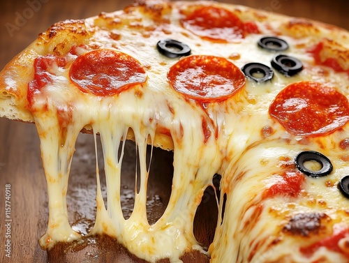 A slice of pepperoni pizza with melted cheese
