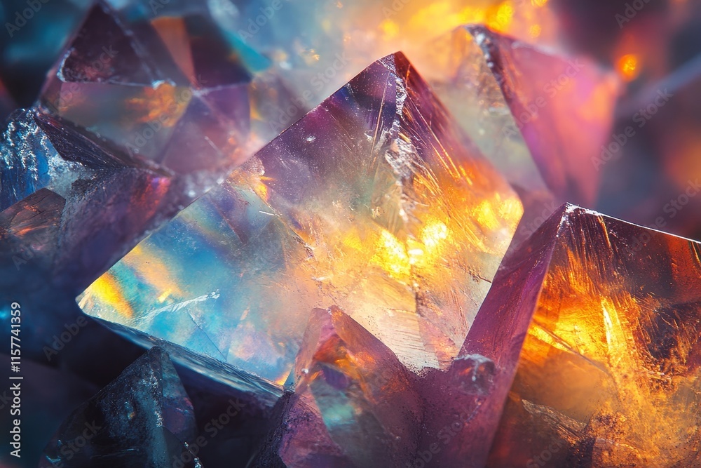 crystals refract light into vibrant, prismatic patterns., Generative AI crystals refract light into vibrant, prismatic patterns., Generative AI