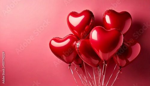 heart shaped air balloons on pink - happy valentine's day, romantic warm card for loved ones