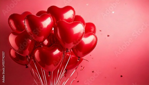 heart shaped air balloons on pink - happy valentine's day, romantic warm card for loved ones