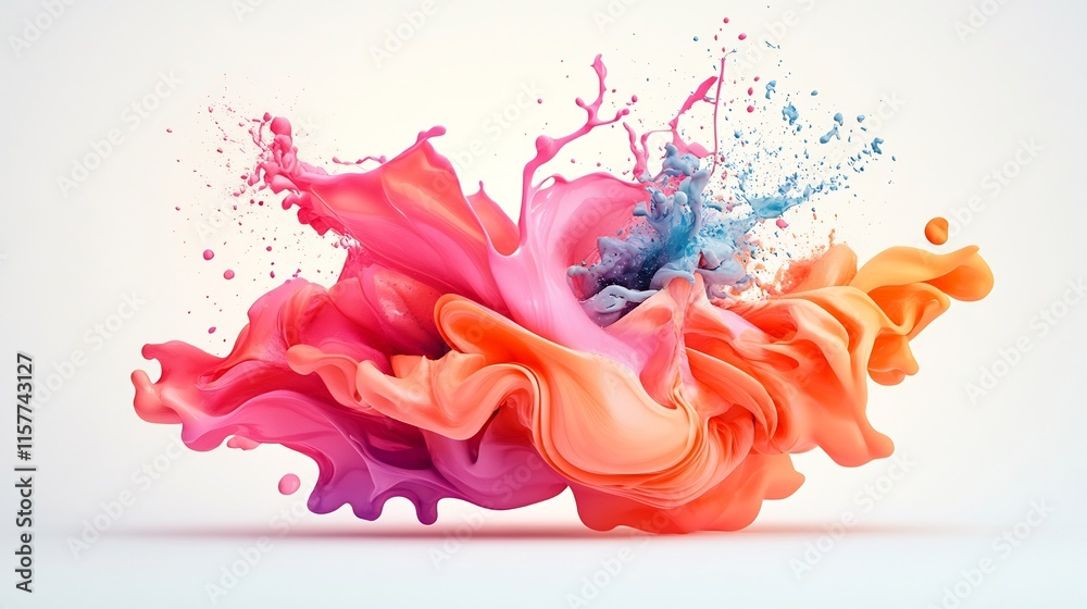 Fototapeta premium Vibrant Colors Explosively Intermingle in a Stunning Digital Painting. AI Generated