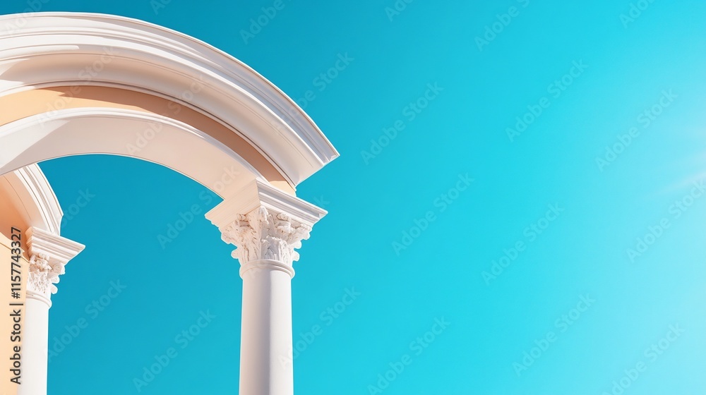 Elegant 3D Render: Classic Archway Against Vivid Blue Sky. AI Generated Elegant 3D Render: Classic Archway Against Vivid Blue Sky. AI Generated