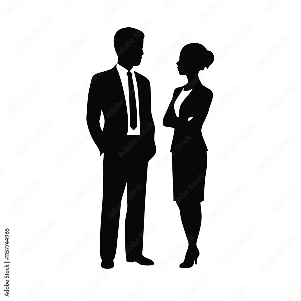 a black silhouette of a man and a woman standing side by side a black silhouette of a man and a woman standing side by side