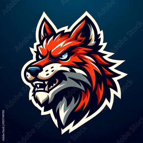 Fierce and Bold wolf Animal Head Mascot Logo photo