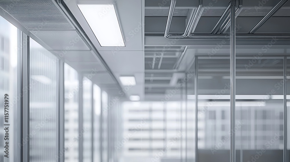 Modern office interior with sleek lighting and glass walls. Modern office interior with sleek lighting and glass walls.