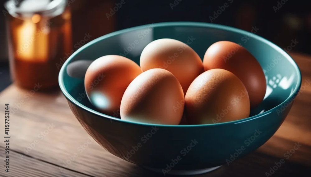 Fresh chicken eggs in a bowl. Close up. Fresh chicken eggs in a bowl. Close up.