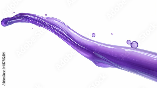 Isolated periwinkle colored slime flowing through a narrow tube on a white background, viscous fluid, laboratory experiment, laboratory tool, fluid transfer. Velutinous. Illustration photo