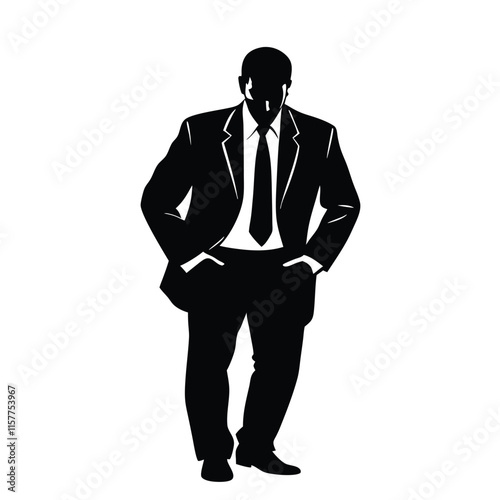 a black silhouette of a man in a formal attire