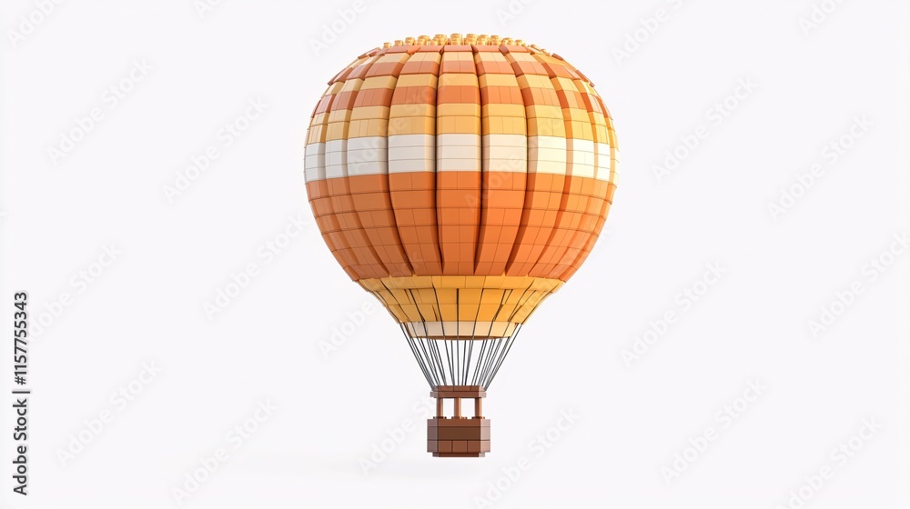 Obraz premium A vibrant orange and white hot air balloon floating gently against a bright white background.