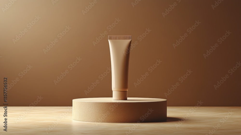 Body lotion tube in matte beige with simple, elegant branding with copy space for text Body lotion tube in matte beige with simple, elegant branding with copy space for text