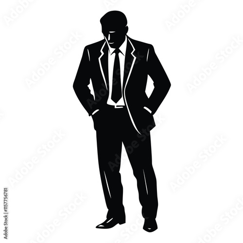 a black silhouette of a man in a formal attire