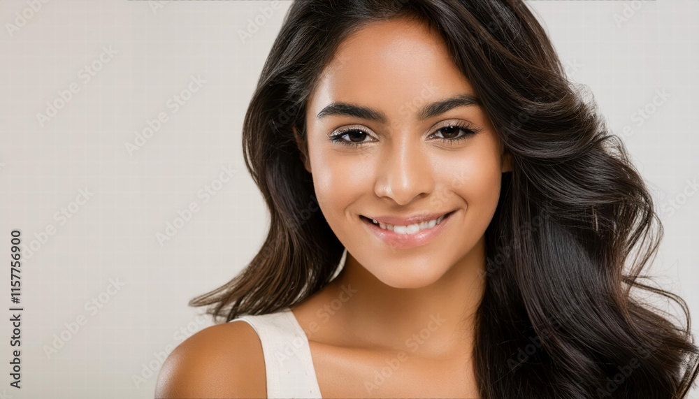 Closeup Portrait of a Beautiful Young Latin Hispanic Model Woman Smiling Radiantly with Clean Teeth, Capturing the Essence of Joy and Confidence in a Stunning Photograph Closeup Portrait of a Beautiful Young Latin Hispanic Model Woman Smiling Radiantly with Clean Teeth, Capturing the Essence of Joy and Confidence in a Stunning Photograph