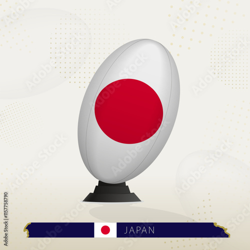 Japan Rugby Ball on Rugby Kicking Tees with Modern Design.