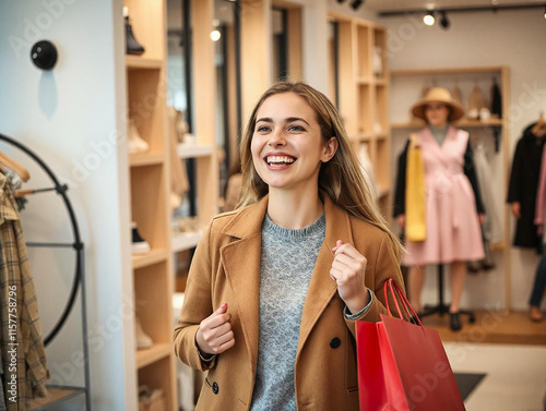 Cheerful young woman enjoying shopping. Close-up.