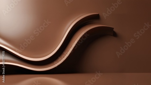 Croissants and chocolate mousse on a mocha mousse pantone background highlighting exquisite dessert presentation