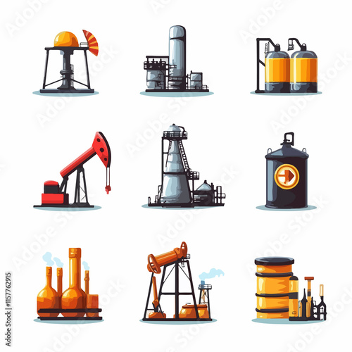 Petroleum Oil Extraction and Refinement Industry Icon for Use in Marketing Materials and Presentations