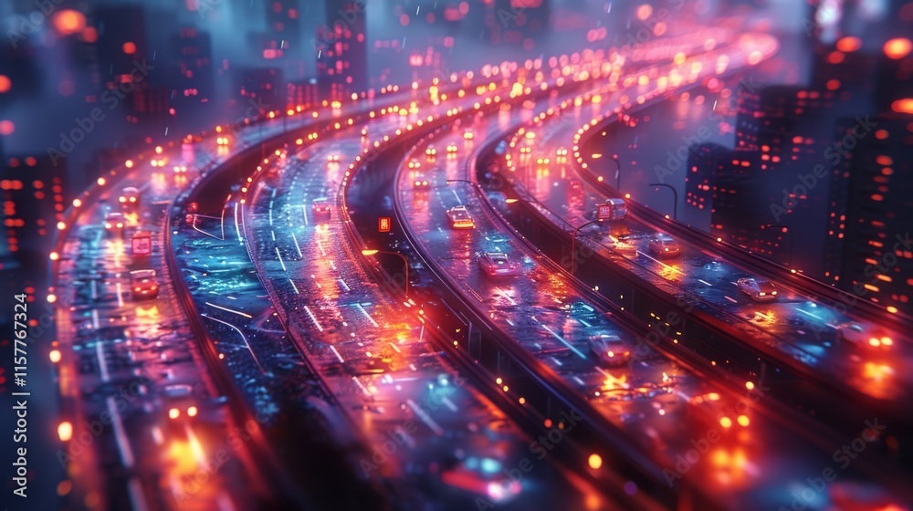Create a series of neon traffic flow symbols, including shining Create a series of neon traffic flow symbols, including shining
