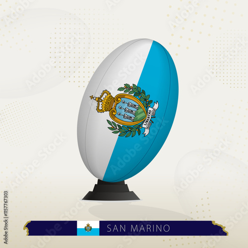 San Marino Rugby Ball on Rugby Kicking Tees with Modern Design.
