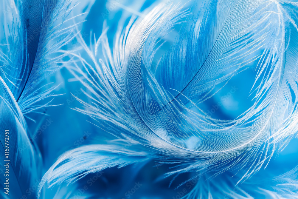 Fototapeta premium A close up of a bunch of blue feathers on a blue background