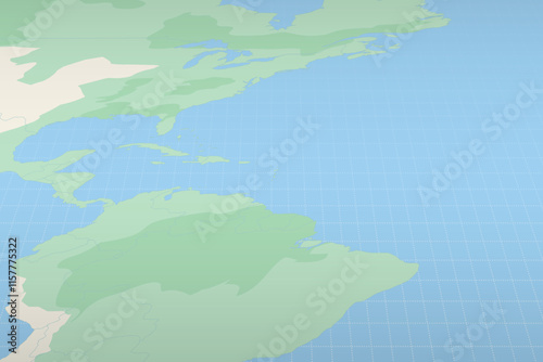 Saint Lucia highlighted on a detailed map, geographic location of Saint Lucia.