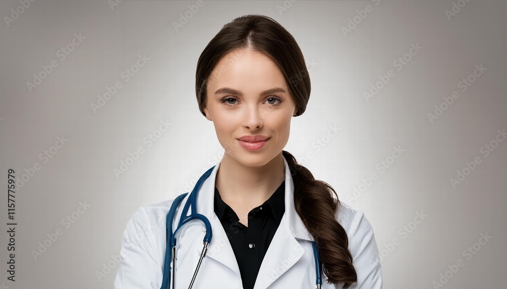 Portrait of a young female doctor with a stethoscope, isolated on a white transparent background, showcasing professionalism and dedication to healthcare and patient wellbeing in modern medicine. Portrait of a young female doctor with a stethoscope, isolated on a white transparent background, showcasing professionalism and dedication to healthcare and patient wellbeing in modern medicine.