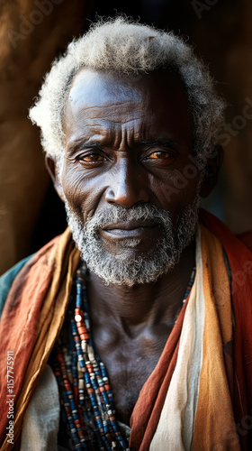 Portrait of Elderly Sudanese Man Showcasing Wisdom and Cultural Heritage