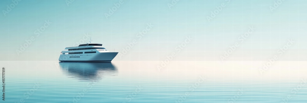 Obraz premium Luxury cruise ship gliding smoothly across serene waters with idyllic calmness in the atmosphere. Generative AI