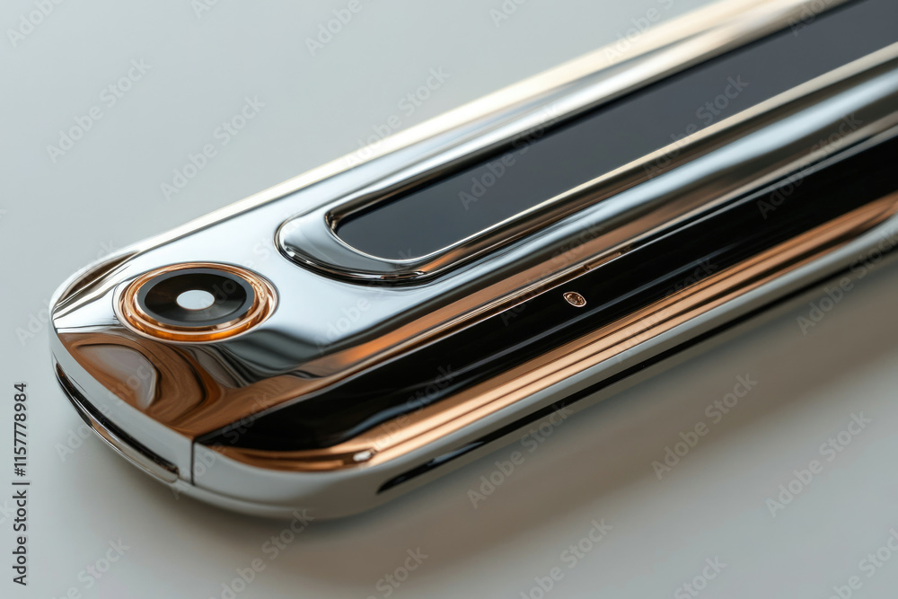 Luxury smartphone with a sleek, metallic design, featuring a rose gold accent and a minimalist aesthetic. Luxury smartphone with a sleek, metallic design, featuring a rose gold accent and a minimalist aesthetic.