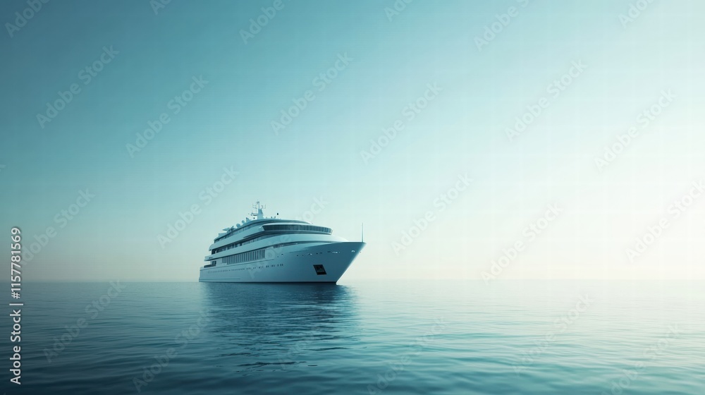 Luxury cruise ship sails peacefully across calm sea with tranquil blue sky and clear horizon ideal for vacation getaway. Generative AI Luxury cruise ship sails peacefully across calm sea with tranquil blue sky and clear horizon ideal for vacation getaway. Generative AI