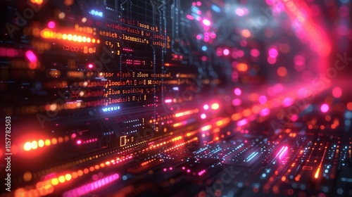 Wallpaper Mural Develop a collection of neon coding symbols, featuring illuminated code Torontodigital.ca