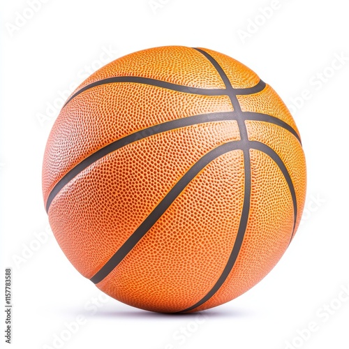 A vibrant, close-up image of a classic basketball featuring its textured surface and detailed seams, perfect for sports enthusiasts. photo