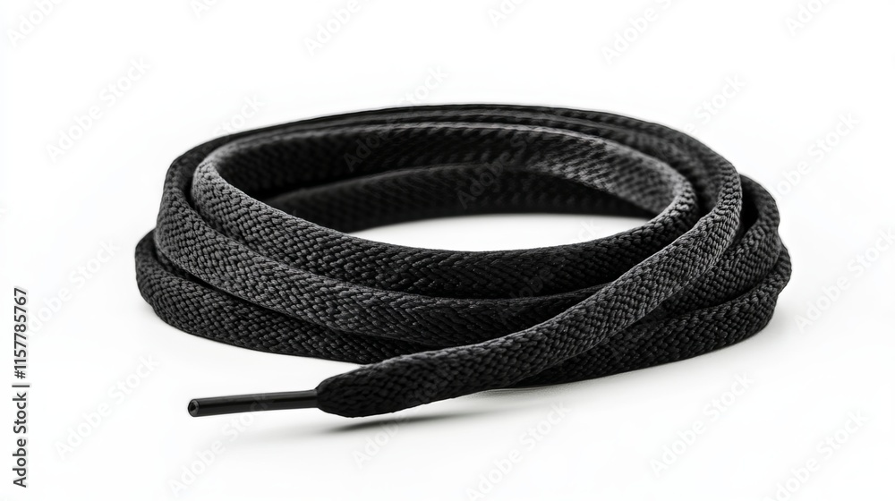 Naklejka premium Black shoelaces on a white background. 80 centimeters in length. 