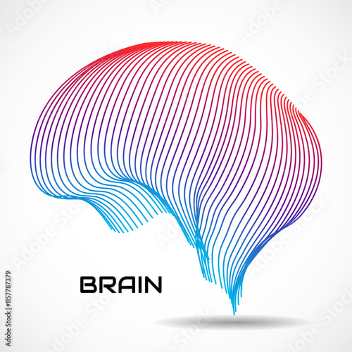 Abstract human brain. Logo with colorful lines