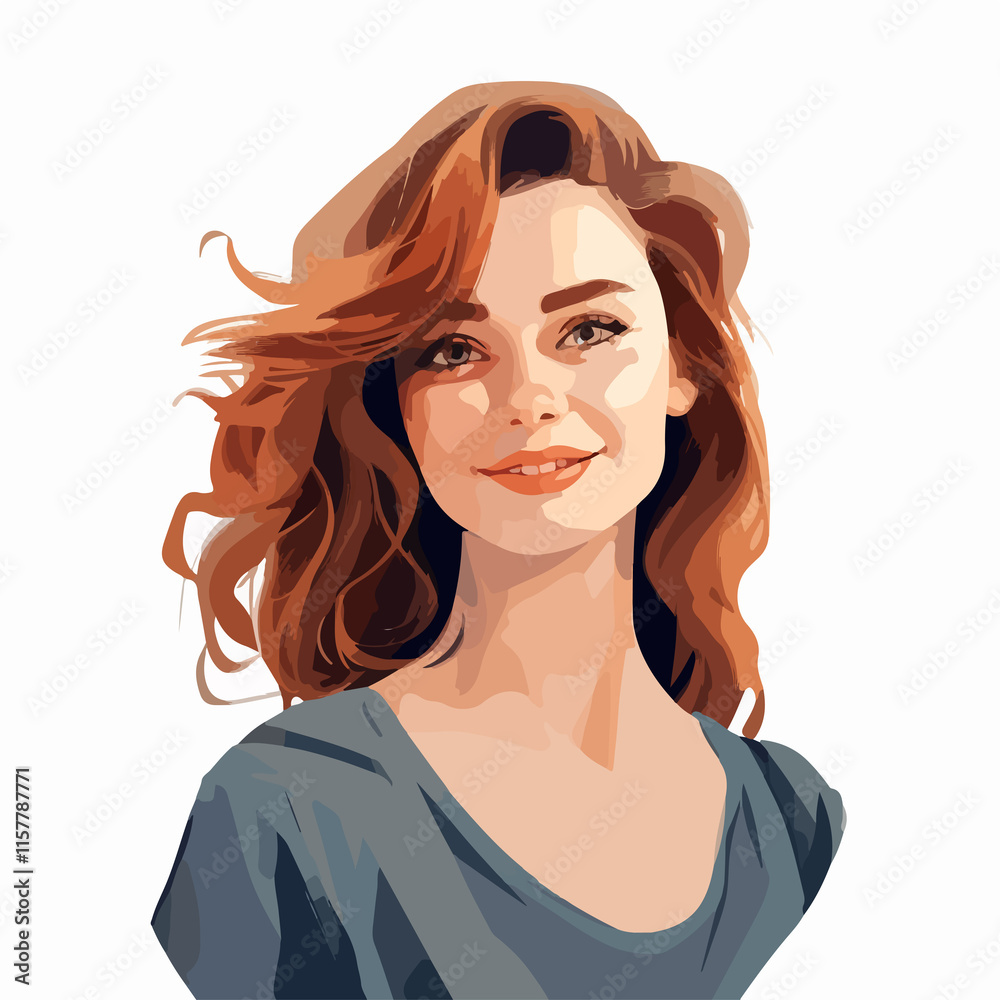 Professional portrait of a young woman avatar with a cheerful smile character Professional portrait of a young woman avatar with a cheerful smile character
