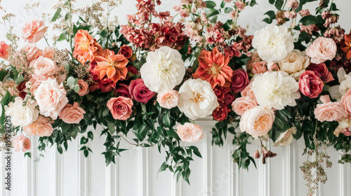 "Elegant Wedding Backdrop with Floral Arrangement – A Refined Setting for Your Special Day."