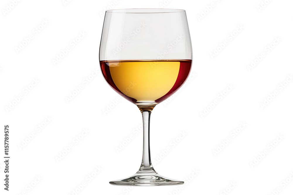 Elegant red and white wine glass on a transparent background showcasing vibrant colors