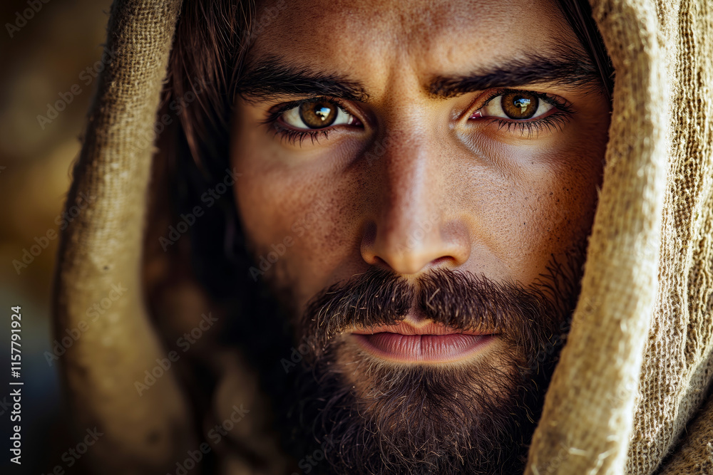 A close up of a man with a beard and a hooded cloak A close up of a man with a beard and a hooded cloak
