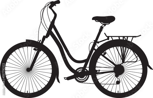 Bike side view isolated silhouettes