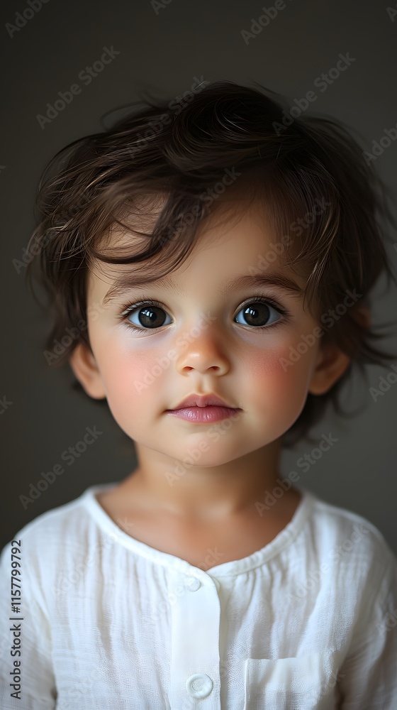 Sweet Innocence: Portrait of a Dark-Haired Girl with Brown Eyes Sweet Innocence: Portrait of a Dark-Haired Girl with Brown Eyes