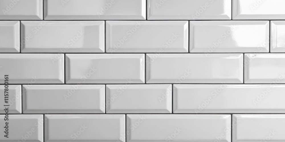 Installing glossy white subway tiles kitchen renovation interior design contemporary style close-up view home improvement Installing glossy white subway tiles kitchen renovation interior design contemporary style close-up view home improvement