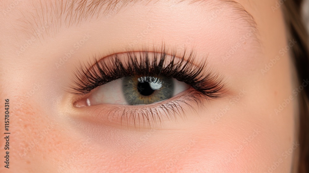 Close-Up of Beautiful Eye with Long Lashes and Natural Beauty Features Close-Up of Beautiful Eye with Long Lashes and Natural Beauty Features