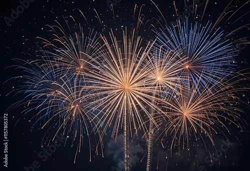 Vibrant Fireworks Explode Against a Dark Night Sky