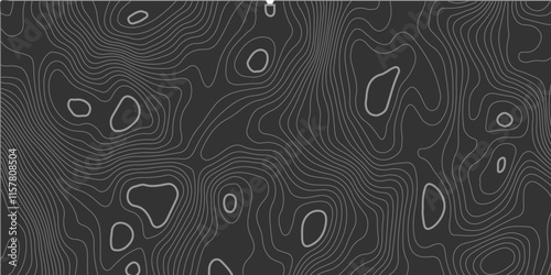 The black grey on white contours vector topography stylized height of the lines. The concept of a conditional geography scheme and the terrain path. Ultra wide. Map vector terrain Illustration.