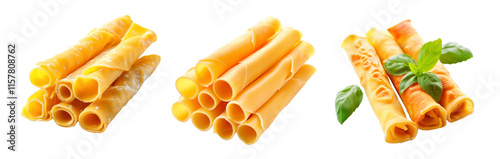 Set of cannelloni pasta tubes, isolated on transparent background. PNG element.