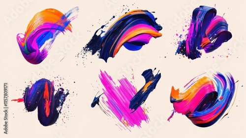 Vibrant abstract brush strokes on canvas with diverse color palette
