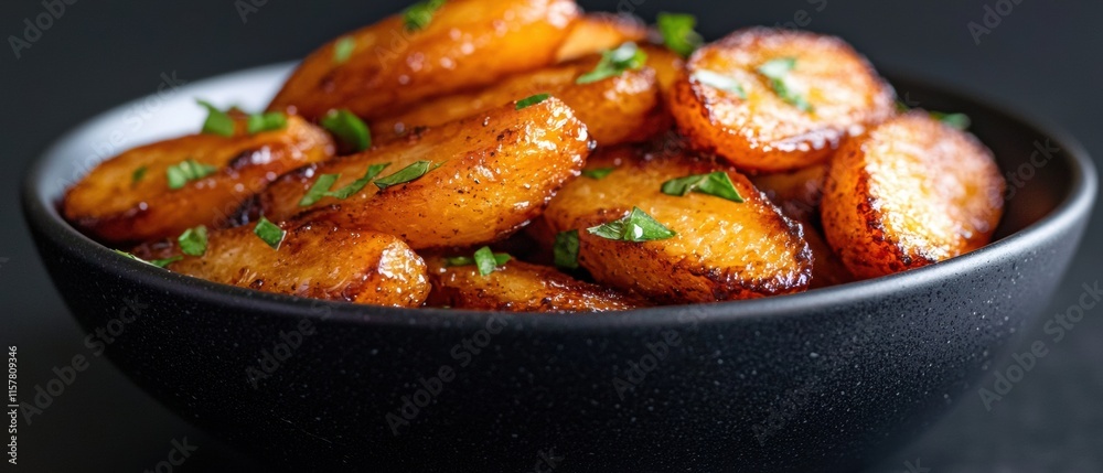 A bowl of food with a lot of potatoes and parsley