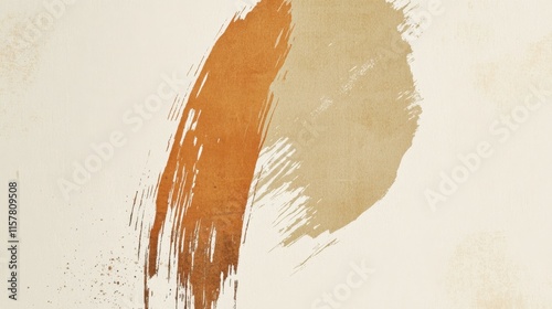 Abstract brush strokes in earthy tones on textured background