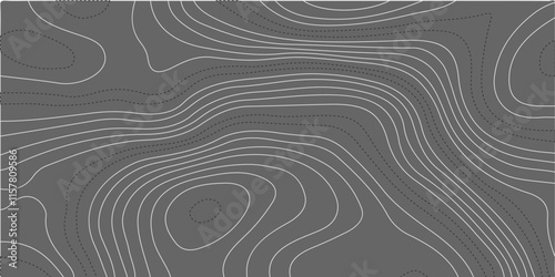 The black grey on white contours vector topography stylized height of the lines. The concept of a conditional geography scheme and the terrain path. Ultra wide. Map vector terrain Illustration.