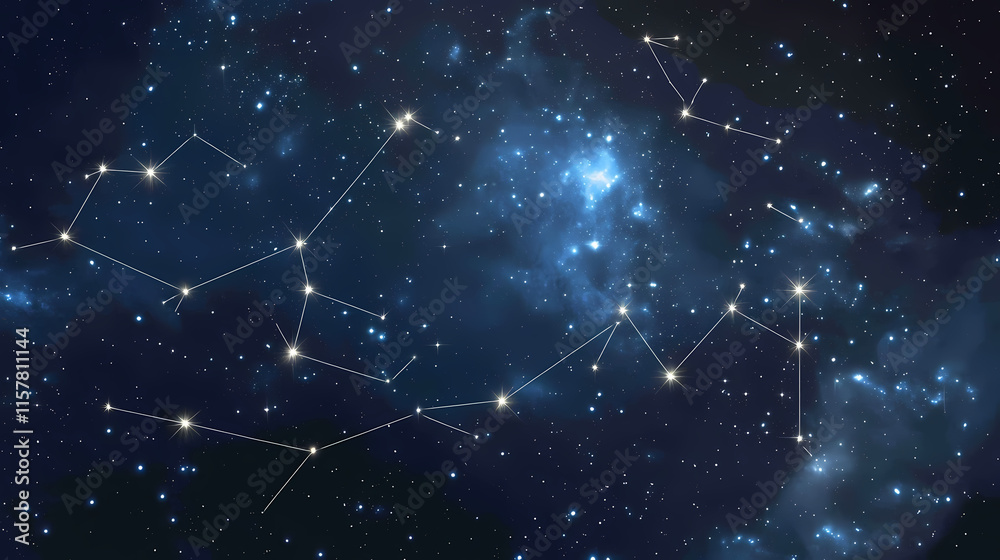 Sky map depicting constellations and zodiac signs. Eclipticae. Illustration Sky map depicting constellations and zodiac signs. Eclipticae. Illustration